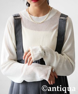 [antiqua] Sweater/Knitwear Transparency Crew Neck Ladies fashion