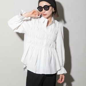 【2025年　晩夏　秋物　新作　ギャザーシャーリングシャツ】全3色