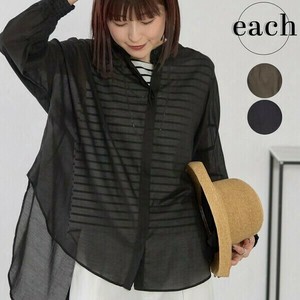 【each　新作入荷】new素材♪素材　袖ゴムシャーリング・綿混シアーブラウス   定番人気　2025 羽織 aw
