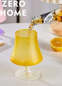 手作り落日調 磨き高足杯 カラーガラス レトロ飲料用コップ