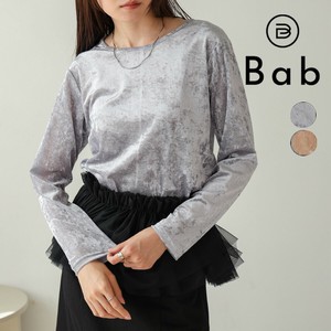 【SALE】再入荷：シアーベロアベーシックトップス◇ストレッチで滑らかな着心地