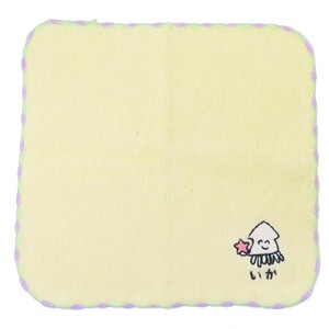 【ハンドタオル】おえかきさん ワンポイント刺繍ハンカチタオル いかさん