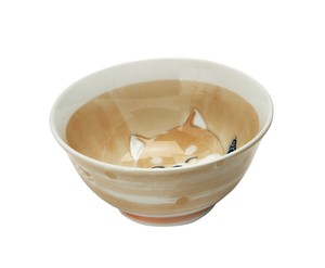 笑いぬ　4.8小丼　オレンジ　箱入り【美濃焼　日本製　犬　いぬ　どんぶり】