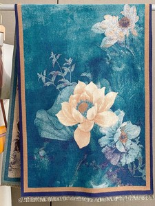 やや厚手 リバーシブル大判 油絵風 景色柄入りストール マフラー 　2515