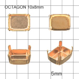 石座 4本爪 オクタゴン 10×8 真鍮 10個 RAW 生地 金具 パーツ 手芸