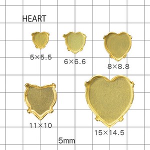石座 4本爪 ハート 真鍮 10個 RAW 生地 金具 パーツ 手芸 ハンドメイド 材料