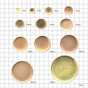 平石座 ミール付 丸 真鍮 10個 RAW 生地 金具 パーツ 手芸 ハンドメイド 材料