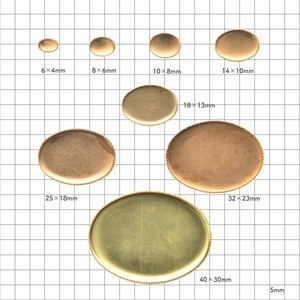 平石座 ミール付 小判 真鍮 10個 RAW 生地 金具 パーツ 手芸 ハンドメイド 材料