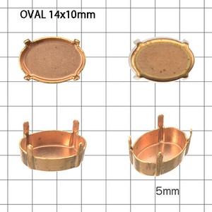 石座 菊爪 オーバル 底付真鍮 10個 RAW 生地 金具 パーツ 手芸 ハンドメイド 材料