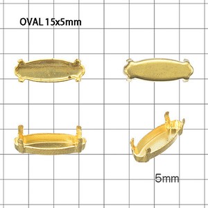 石座 4本爪 小判 15×5 真鍮 10個 RAW 生地 金具 パーツ 手芸 ハンドメイド 材料