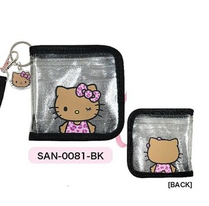 ★【9月中旬入荷予定】サンリオキャラクターズ　クリアウォレット  ハローキティ（日焼け）ブラック