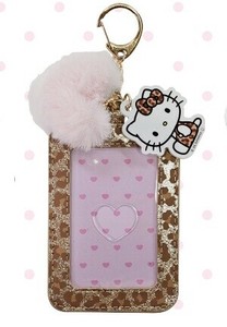★【9月中旬入荷予定】ハローキティ　ギャルシリーズ　パスケース　ギャルキティ　ヒョウ柄　ブラウン