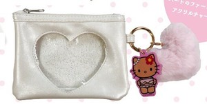 ★【9月中旬入荷予定】ハローキティ　ギャルシリーズ　ハート窓付きポーチ　日焼け　パールホワイト