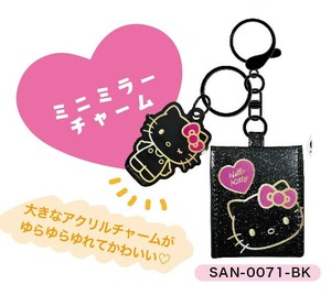 ★【9月中旬入荷予定】ハローキティ　ギャルシリーズ　ミニミラーチャーム　ギャルキティ　ブラック