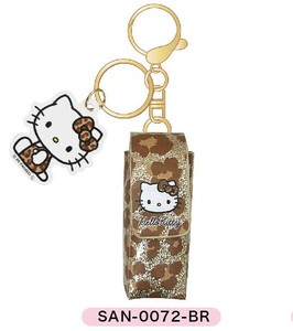 ★【9月中旬入荷予定】ハローキティ　ギャルシリーズ　リップケースチャーム　ヒョウ柄　ブラウン