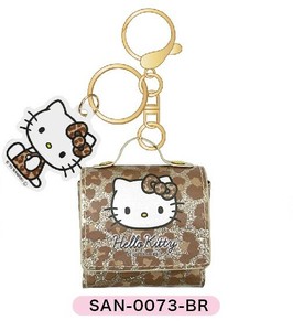 ★【9月中旬入荷予定】ハローキティ　ギャルシリーズ　マルチケースチャーム　ヒョウ柄　ブラウン