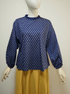 Button Shirt/Blouse Ruffle Neck Polka Dot