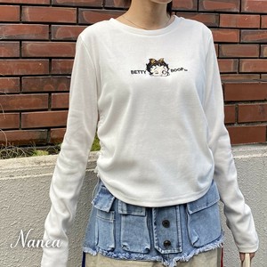 【★新作★】【正規ライセンス】BETTY BOOP(ベティブープ)・リブテレコ/刺繍/コードロック/ドロストL/S/Tee