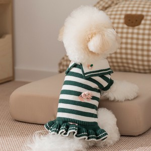 犬用服装 花 可爱 竖纹