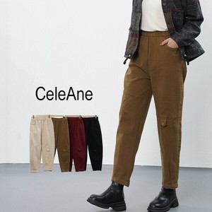 【新作】テーパードパンツ　デザインポケット　綿ストレッチ　ウエスト総ゴム　4色展開