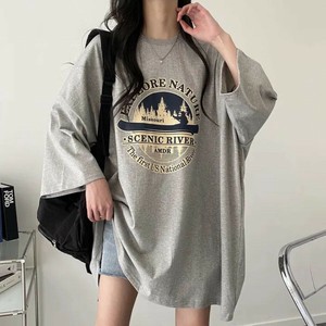 サークルプリントBIGシルエットカットソートップス