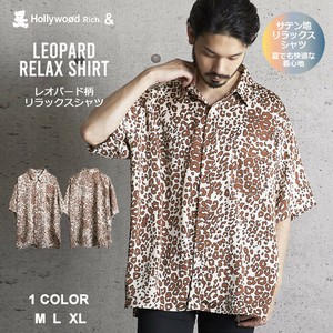 Button Shirt Leopard Print Short Sleeve Shirt Men's