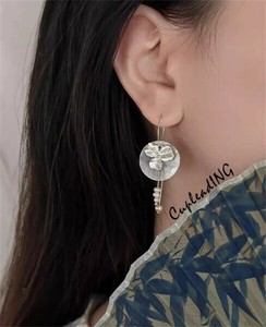 ＜SALE＞韓国ファッション 真珠貝 ピアス ホップ レトロ文藝 フリンジ ピアス