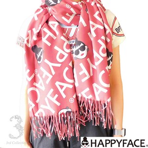 HAPPY FACE 　ハッピーフェイス　レディエマ　ロゴストール　売れ筋トレンド　大判　秋冬
