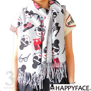 HAPPY FACE 　ハッピーフェイス　レディエマ　小物柄ストール　売れ筋トレンド　大判