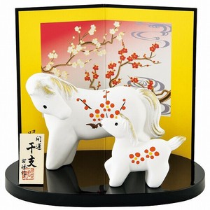 ★開運招福の干支★　縁起の良い置物【開運　紅梅福午親子】