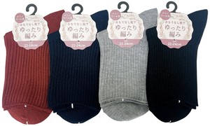 【秋冬新作】【小さめ22-24cm】婦人リブゆったりクルー