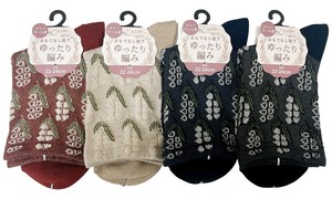 【秋冬新作】【小さめ22-24cm】婦人スズラン総柄ゆったりクルー