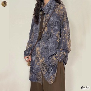 ボウタイシャツ レトロカジュアル タンポポモチーフ ビッグシルエット  春 秋  【2025AW】