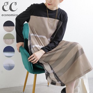 2025AW　チェック切替チュニックワンピース　2025新作　Economico