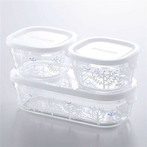 iwaki　パック＆レンジ(絵柄入り) 3点セット　青い鳥と木 PSPRNSNC31 【冷凍保存可能 電子レンジ使用可能】