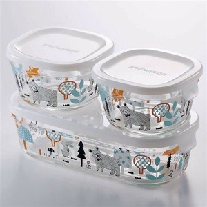 iwaki　パック＆レンジ 角型3点セット(シンジカトウ/森の中で) PS-PRNSNE3 【冷凍保存可能 保存容器】