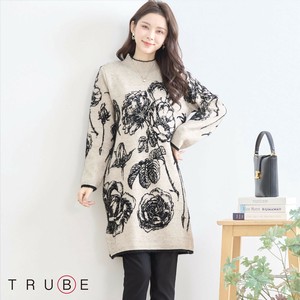 2025年新商品 洋装/连衣裙 花朵 L尺寸 雅卡尔织布 针织连衣裙/洋装
