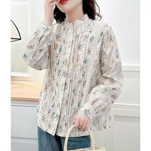 Button Shirt/Blouse Flower Print Cotton