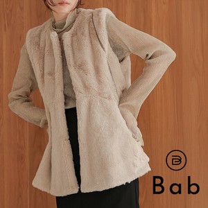 【SALE】再入荷：ラビット風ペプラムエコファーベスト◇ウエストのシルエットをきれいに見せる