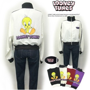 ジャージ　トラックジャケットショート丈　前開きZIP長袖　【LOONY　TUNES】前身刺繍