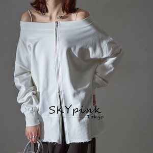 【WEB限定特別価格】オフショルダブルジップ裏毛カーディガン　SKYpink東京