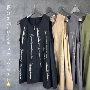 素材の柔らかさ伸縮性、落ち感もいい感じ 英ロゴ切り替え ストレッチ チュニック ベスト