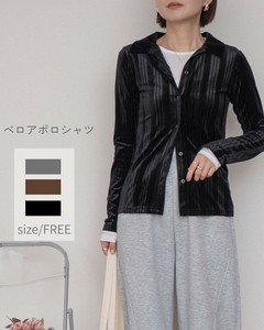 ベロア シャツ 長袖 ランダムストライプ♪ 着るだけでお洒落見え！セットアップ可能【予約販売】