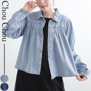 ギャザー入りデニムブラウス　2025人気  chouchou東京