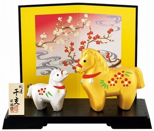 ★開運招福の干支★　縁起の良い置物【開運　金銀親子午】
