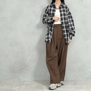 ナイロン綿puスリータックワイドパンツ【2025年秋】【ナイロン】【タックワイドパンツ】