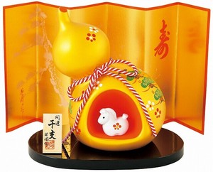 ★開運招福の干支★　縁起の良い置物【開運　金彩瓢箪福午（大）】