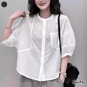 ラウンドネックシャツ 薄手 半袖  ゆったり きれいめ カジュアル 【2025AW】ONA2158
