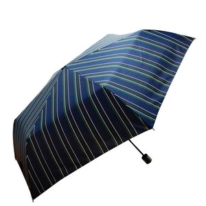 藤田屋 紳士折りたたみ傘 ノベルティストライプ ブラックグリーン M65-2124