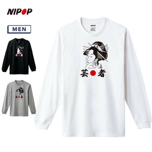 【予約】 長袖Tシャツ 芸者 和 プリント インバウンド お土産 ロンT トップス メンズ ユニセックス